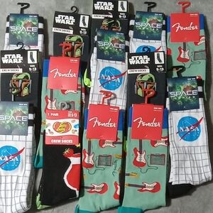 Fender Men's Graphic Crew Socks & Booties 14 pair of Silly Socks